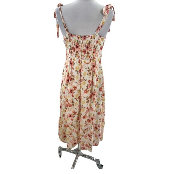 Abercrombie & Fitch floral tie strap slit midi dress size medium petite - Picture 2 of 8